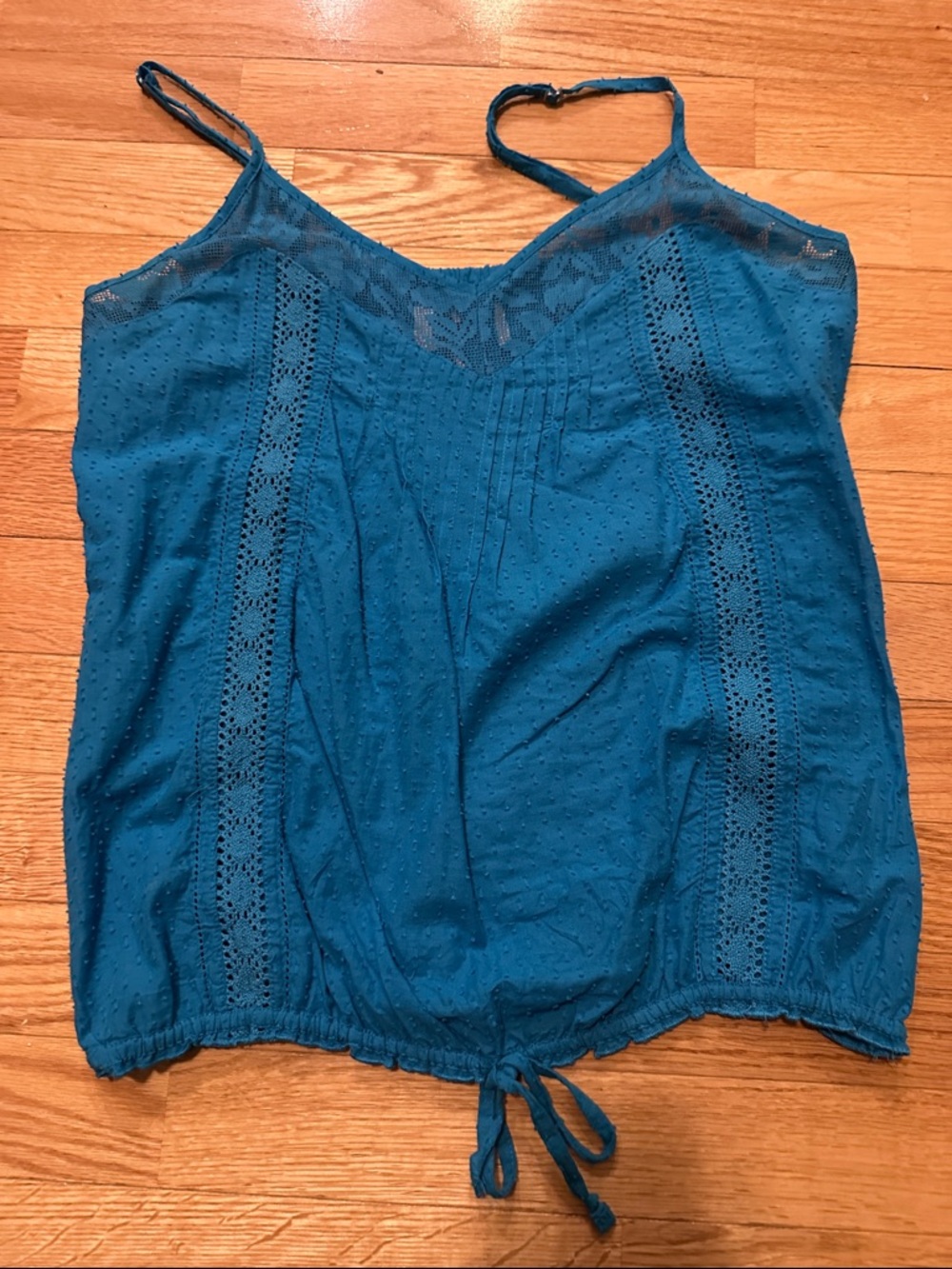 SO Blue Lace-Trim Spaghetti Strap Camisole
